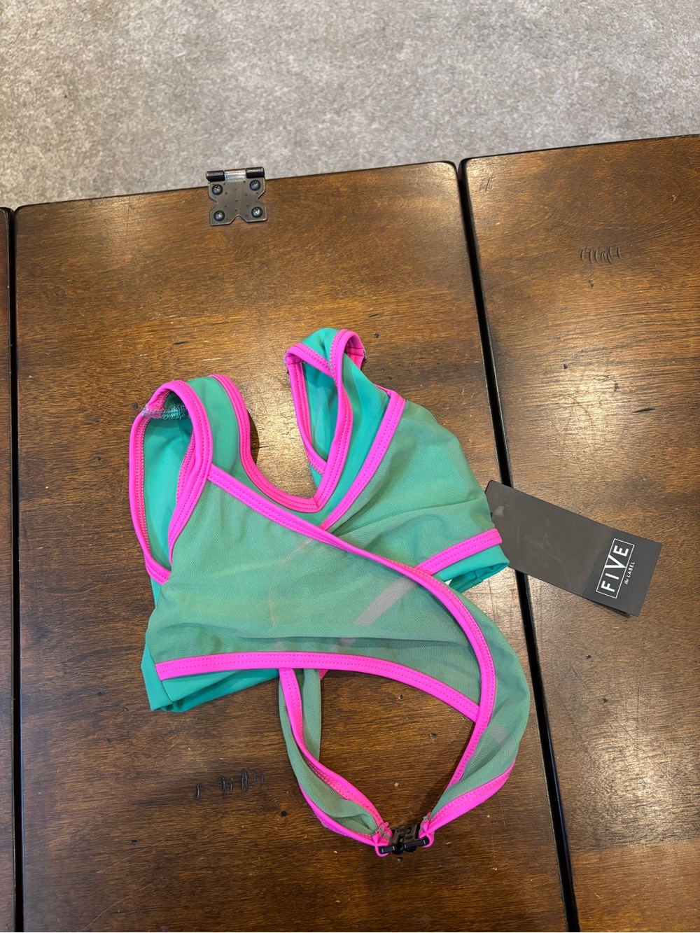 Kids Green sports bra with Pink Trim by FIVE the label NWT